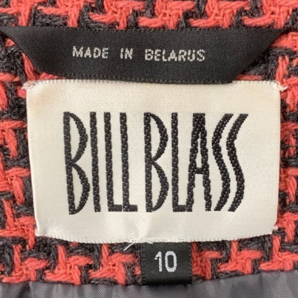 Vintage 10 Wool Houndstooth Tweed Pea Coat Coral - Picture 9 of 10